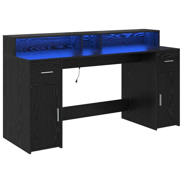 vidaXL Desk with Drawer Black oak 160 x 55 x 91 cm Engineered wood
