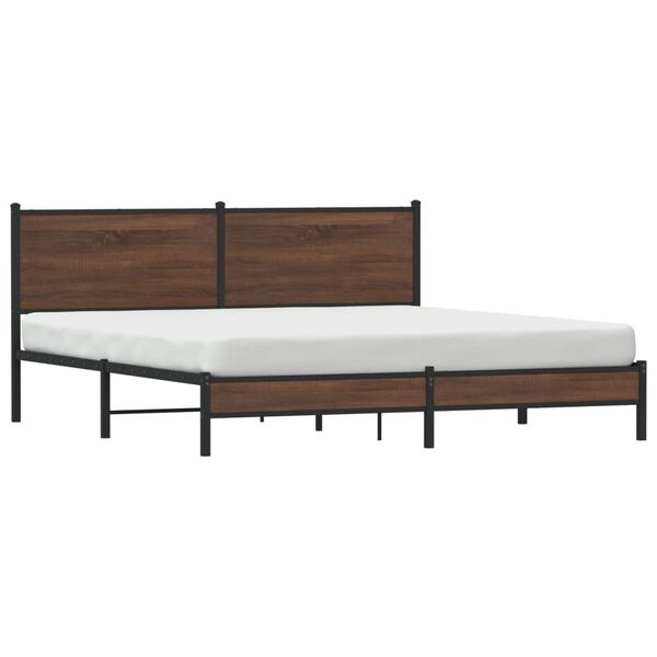 vidaXL Metal Bed Frame without Mattress Brown Oak 160x200 cm