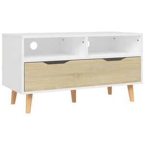 vidaXL TV Cabinet White and Sonoma Oak 90x40x48,5 cm Engineered Wood