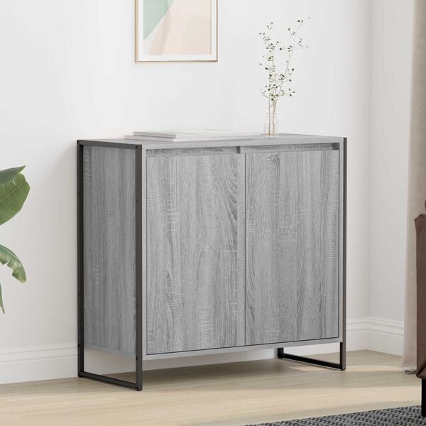 vidaXL Side Cabinet Grey Sonoma 79 x 36 x 75 cm Engineered Wood