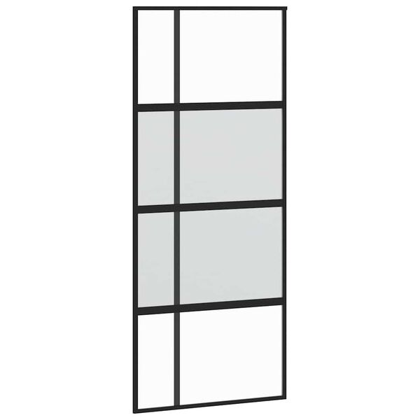 vidaXL Sliding Door Black 90x205 cm Tempered Glass and Aluminium
