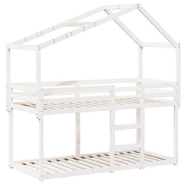 vidaXL Bunk Bed without Mattress White 75x190 cm Small Single Solid Wood Pine