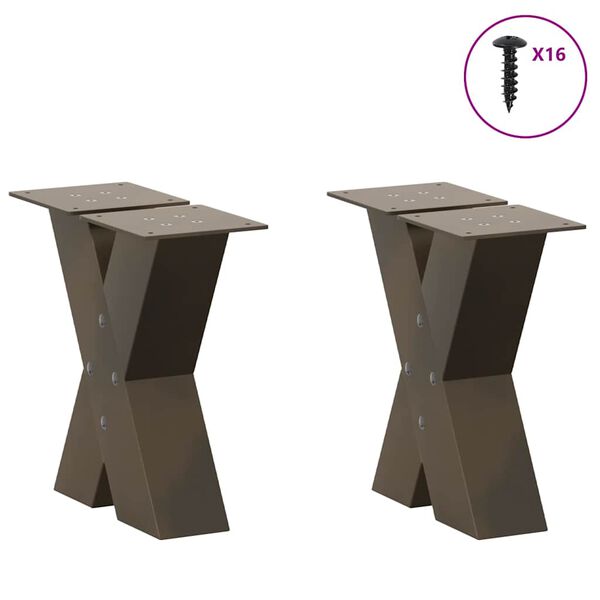 vidaXL Coffee Table Legs X-Shaped 2 pcs Natural Steel 40x(30-31) cm Steel