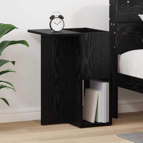 vidaXL End Table Black Oak 35 x 40 x 55 cm Engineered Wood