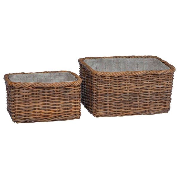 vidaXL Firewood Basket 2 pcs Brown Lacak Rattan