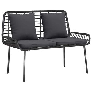vidaXL Garden Bench Black and Anthracite Poly rattan and steel