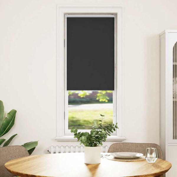 vidaXL Roller Blind Blackout Black 45x130 cm Fabric Width 40.7 cm Polyester