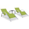 vidaXL Sun Loungers 2 pcs with Table Aluminium Green