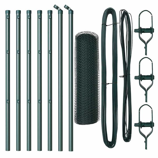 vidaXL Fence Post Green 10 x 0.4 m (13 mm mesh) Steel and PVC