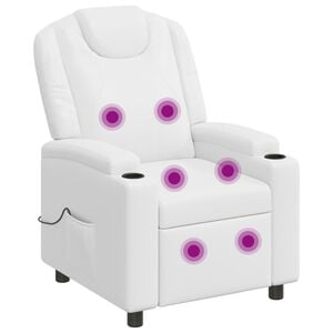 vidaXL Recliner Massage Chair White 75 x 95 x 106 cm Fabric