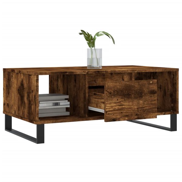 vidaXL Coffee Table Smoked Oak 90x50x36.5 cm Engineered Wood
