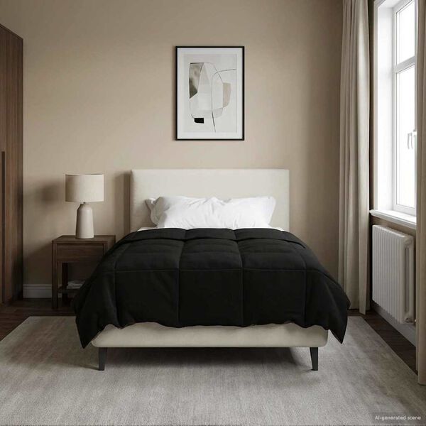 vidaXL Full Year Duvet Quilted Black 140 x 200 cm Microfiber