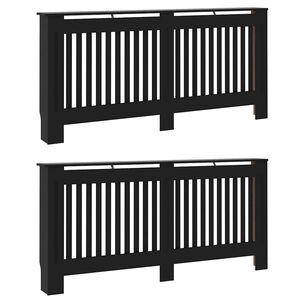 vidaXL Radiator Cover 2 pcs Black 172 x 19 x 81.5 cm Engineered Wood