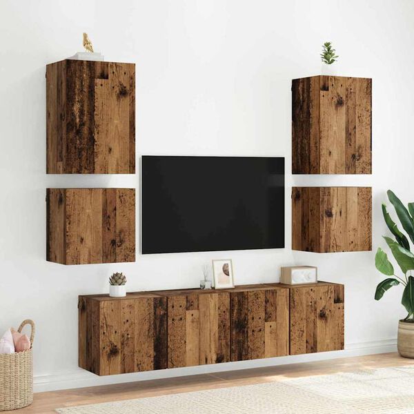 vidaXL TV Wall Cabinet Old Wood 40.5 x 30 x 40 cm Engineered Wood