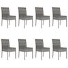 vidaXL 9 Piece Outdoor Dining Set with Cushions Poly Rattan Grey