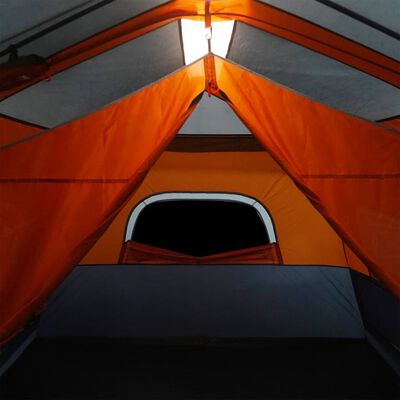 vidaXL Camping Tent with LED Light 9-Person Light Grey and Orange