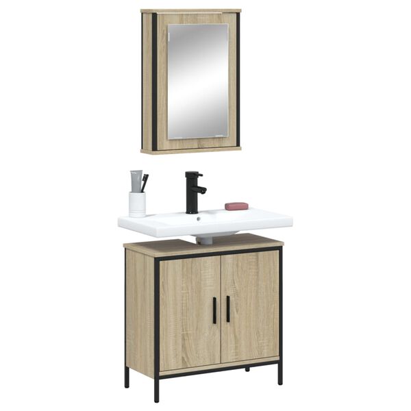 vidaXL 2 Piece Bathroom Furniture Set Sonoma Oak Engineered Wood