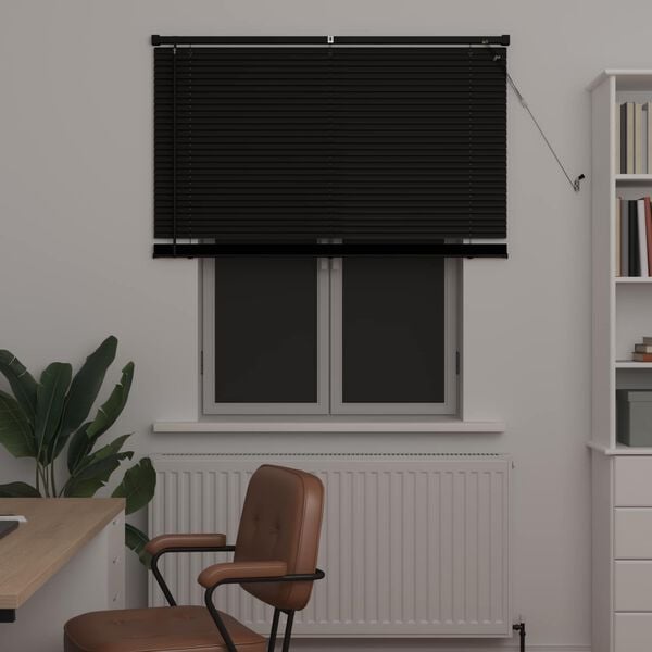 vidaXL Venetian Blind Manual Adjustable Black 150 x 110 cm PVC