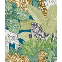 Noordwand Good Vibes Wallpaper Jungle Animals Green and Black
