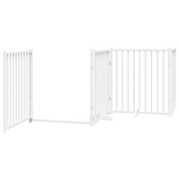 vidaXL Dog Gate with Door Foldable 8 Panels White 640 cm Poplar Wood