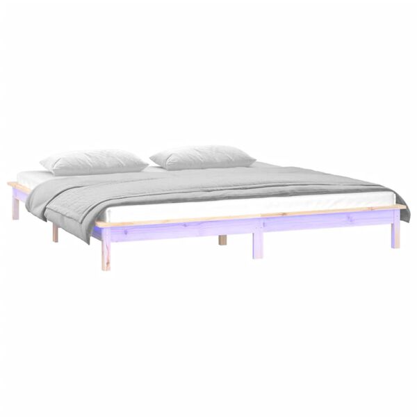 vidaXL LED Bed Frame without Mattress 180x200 cm Super King Solid Wood