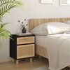 vidaXL Bedside Cabinets 2 pcs Black Solid Wood Pine and Natural Rattan