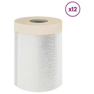 vidaXL Dust Sheet with Adhesive Tape 12 pcs Transparent 55 x 3300 cm