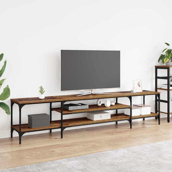 vidaXL TV Cabinet Old Wood 201 x 35 x 45 cm Engineered Wood and Iron