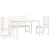 vidaXL 4 Piece Garden Dining Set White Solid Wood Pine