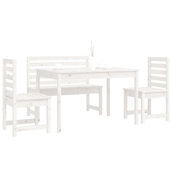 vidaXL 4 Piece Garden Dining Set White Solid Wood Pine
