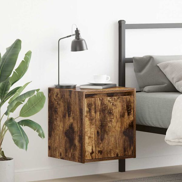 vidaXL Wall-Mounted Bedside Cabinets 2 pcs Smoked Oak 38x34x40 cm