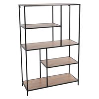 H&S Collection 4-tier Standing Shelf 76x30x116 cm Natural and Black