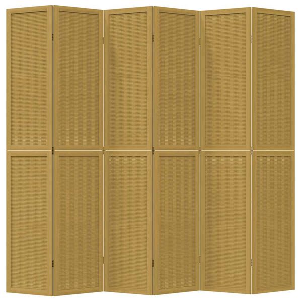 vidaXL Room Divider 6 Panels Brown Solid Wood Paulownia