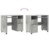 vidaXL Desk with Wheels Concrete Grey 91 x 50 x 77 cm Engineered Wood