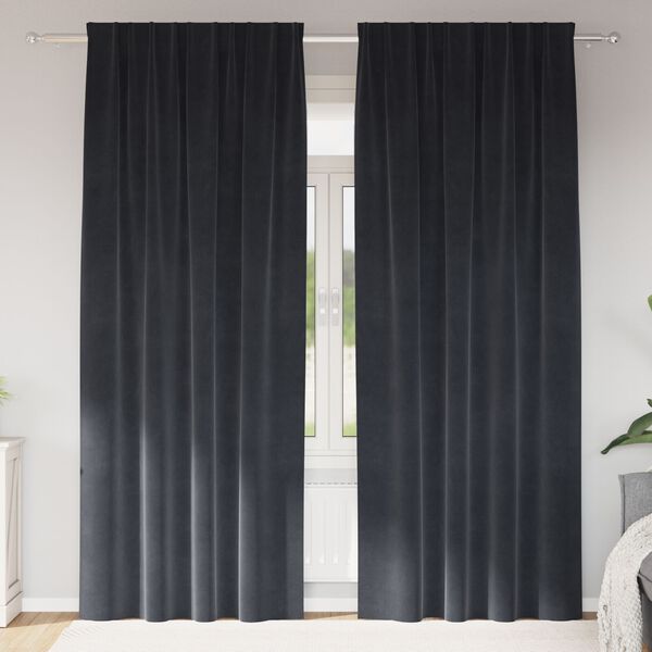vidaXL Blackout Curtains 2 pcs Dark Grey 140 x 245 cm Velvet