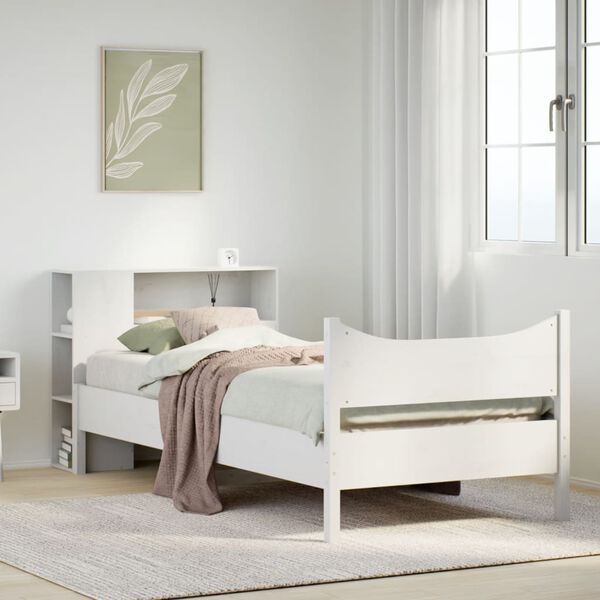 vidaXL Bed Frame without Mattress White 75x190 cm Small Single Solid Wood Pine