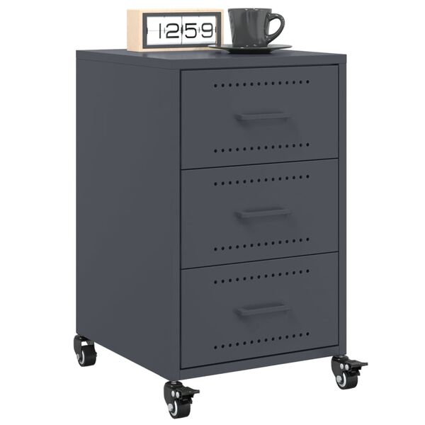 vidaXL Bedside Cabinet Anthracite 36x39x59 cm Steel