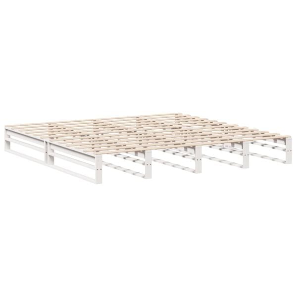 vidaXL Bed Frame without Mattress White 180x200 cm Super King Solid Wood Pine