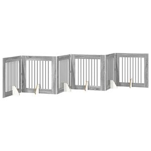 vidaXL Foldable Dog Gate with Stands 6 pcs Grey Sonoma 482 cm