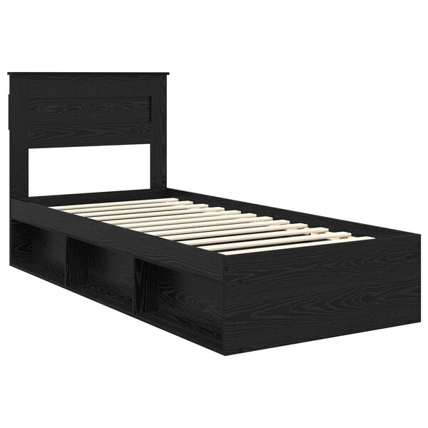 vidaXL Bed Frame with Mattress Black 75 x 190 cm Solid Pine Wood