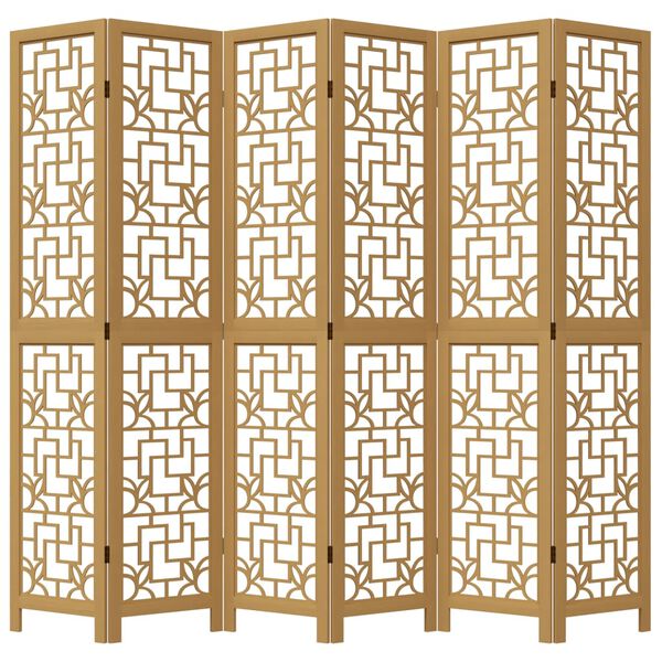 vidaXL Room Divider 6 Panels Brown Solid Wood Paulownia