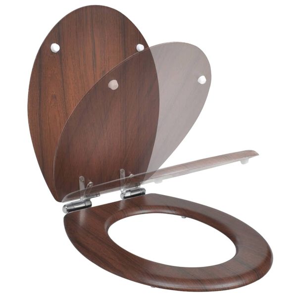 vidaXL WC Toilet Seat MDF Soft Close Lid Simple Design Brown