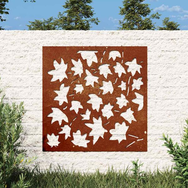 vidaXL Garden Wall Decoration 55x55 cm Corten Steel Maple Leaf Design