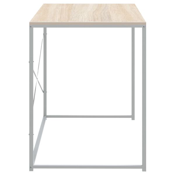 vidaXL Computer Desk White and Oak 110x60x70 cm Engineered Wood