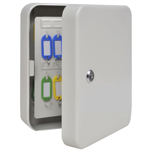 vidaXL Key Box with Lock White 20 x 7.5 x 25 cm Steel