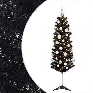 vidaXL Artificial Slim Christmas Tree with Bauble 120 cm 150 LEDs