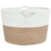 vidaXL Laundry Basket Brown and White &Oslash;60x36 cm Cotton