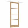 vidaXL Sliding Door Natural 86 x 211 cm Solid Pine Wood and Glass