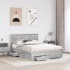 vidaXL Bed Frame with Drawer Grey Sonoma 140 x 200 cm Engineered Wood