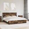 vidaXL Bed Frame with Drawer Smoked Oak 200 x 200 cm Engineer Wood